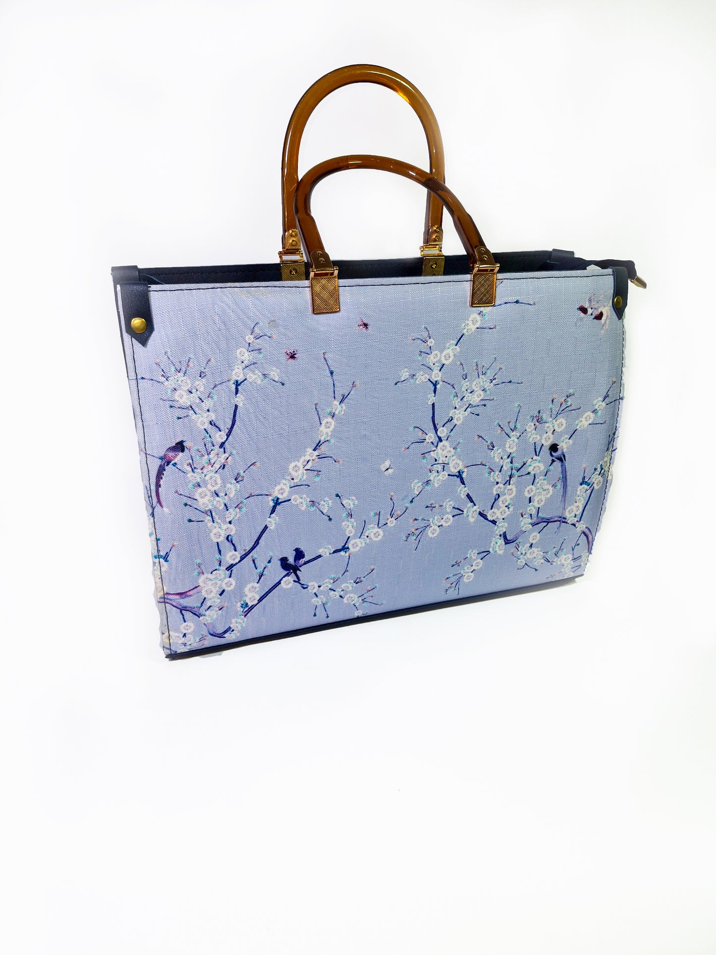 Christian Dior Inspired Paris Tote Bag – Designer Print with Wooden Handles