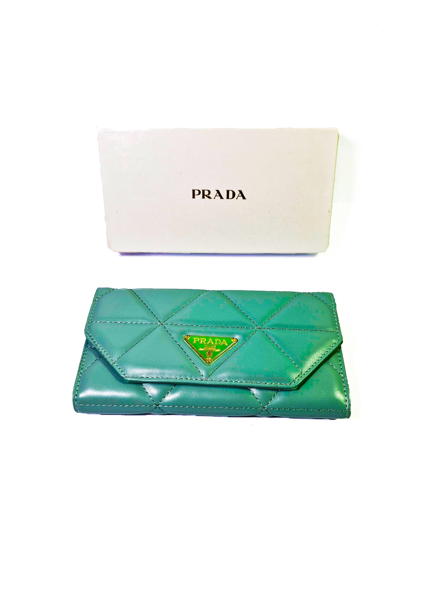 Trendy Aqua Blue Wallet – Prada Style Elegance in Compact Design