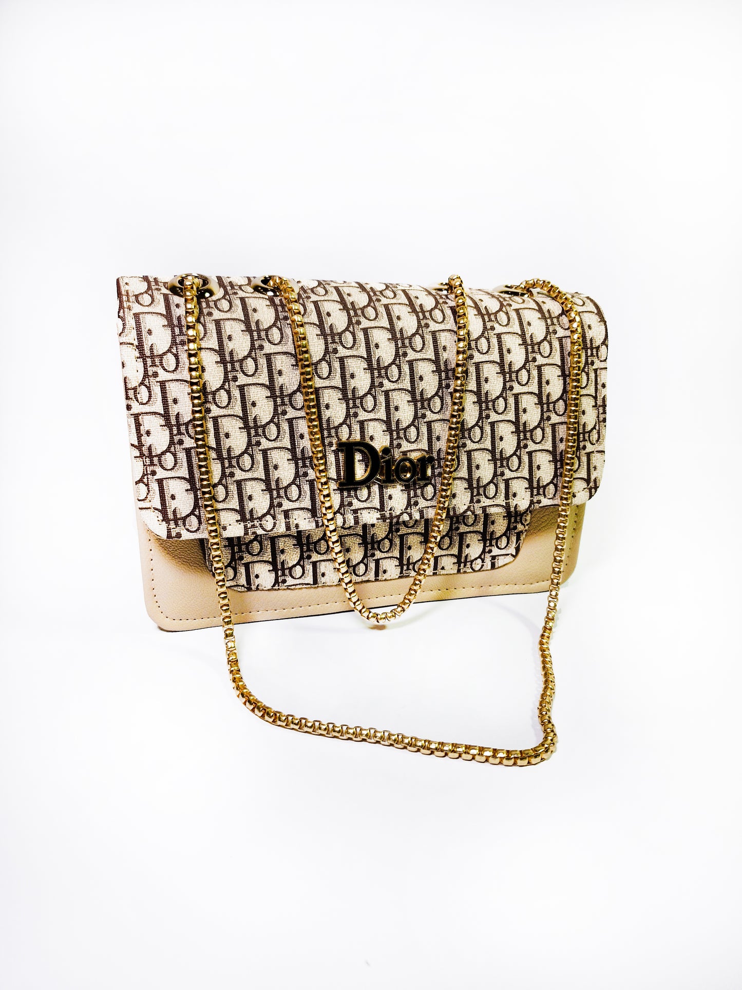 Luxury Dior Style Monogram Bag – Navy Blue Crossbody with Gold Chain"